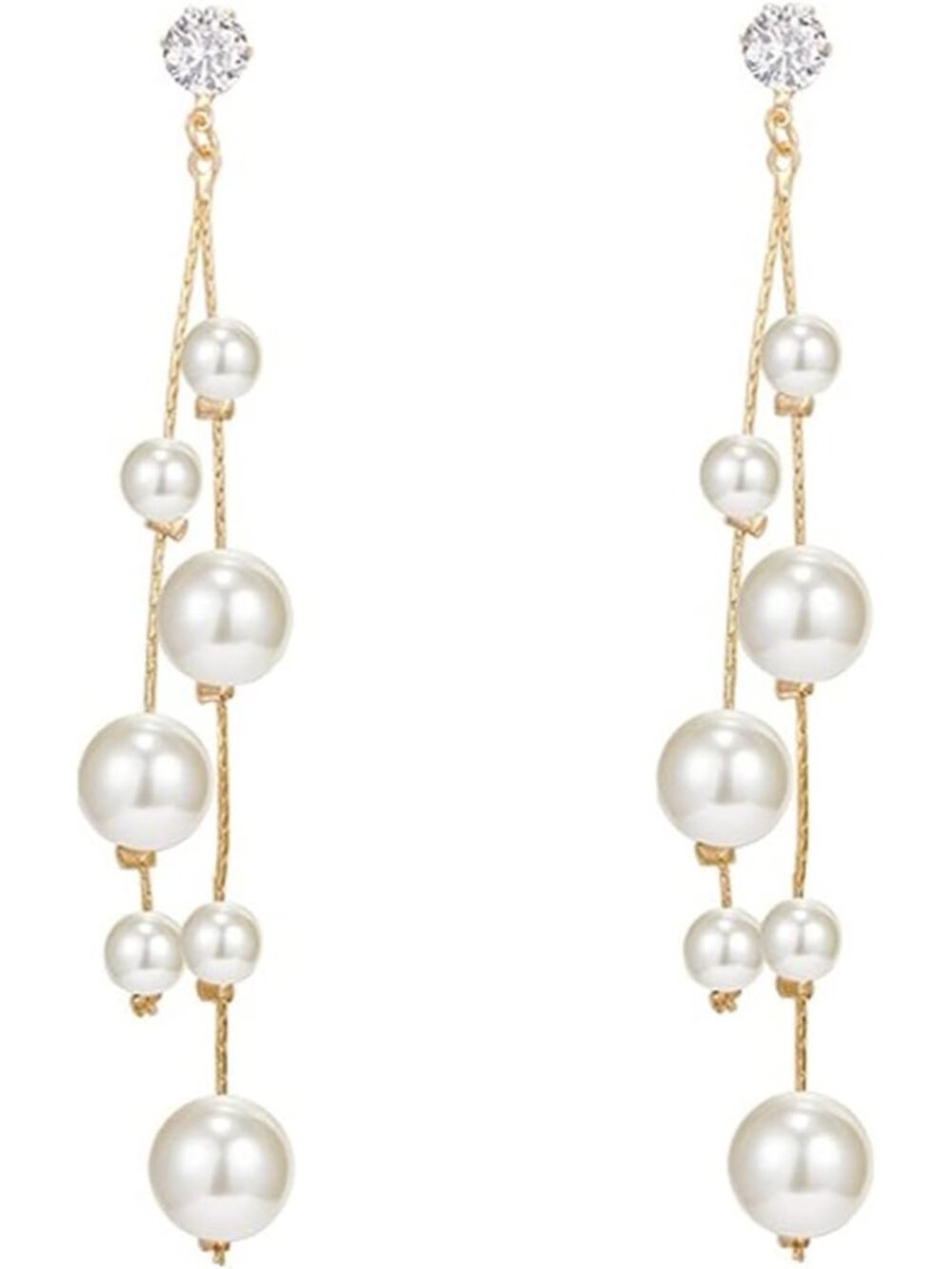 Long Tassel Pearl Dangle Earrings for Women Girls - Dangling Hanging Baroque Sim